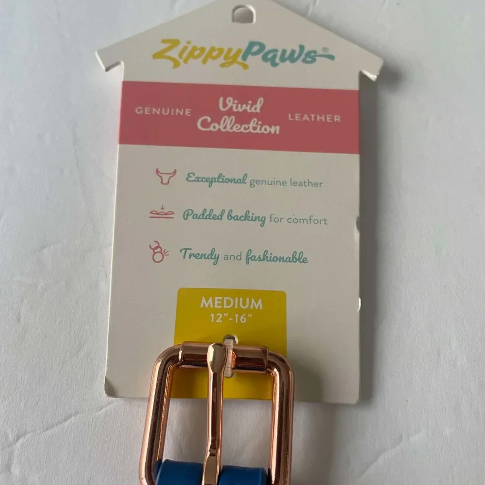 Zippy Paws Vivid Collection Leather Dog Collar Size M- NWT